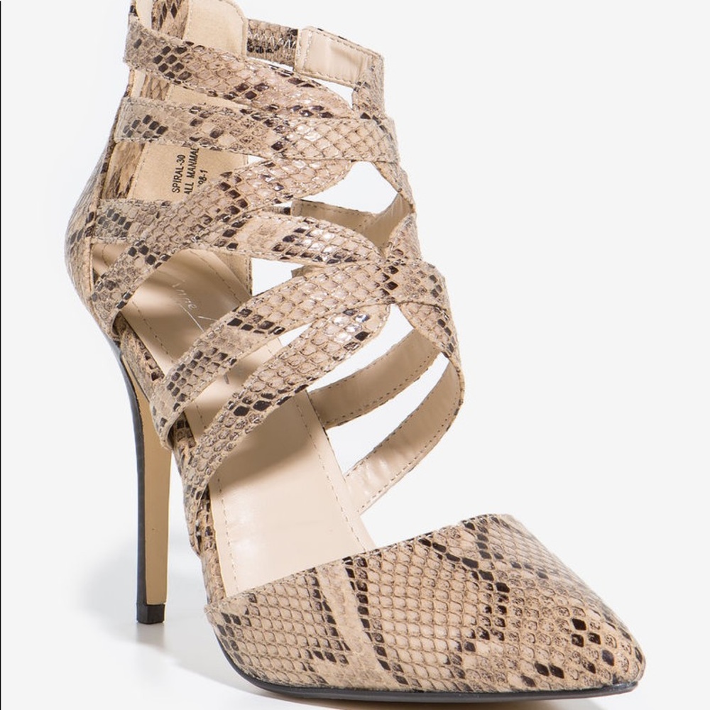Snake Cocktail Dates Pointed Toe Single Sole Heels